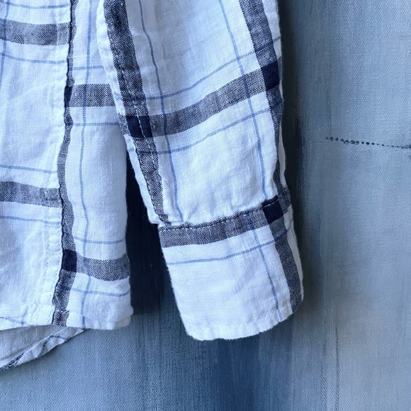 GAP 100% Linen Plaid Button down Shirt XS - Picture 3 of 5
